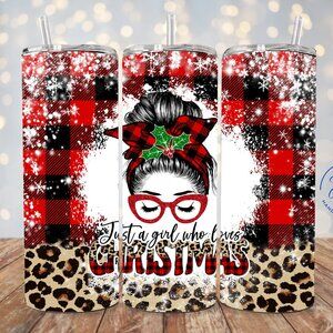 Just A Girl Who Love Christmas Tumbler, Cute Christmas